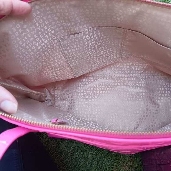 Hot Pink Tote Bag with Glossy Finish and Trapezoid Shape - Picture 3 of 3